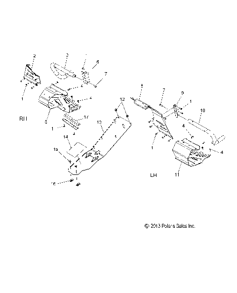 CHASSIS, CLUTCH GUARD and FOOTRESTS - S16CU5BSL/BEL (49SNOWCLUTCHGUARD15550)