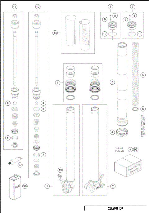 FRONT FORK DISASSEMBLED