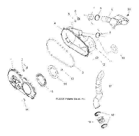 CLUTCH, COVER and DUCTING - A07MH76FA (49ATVCLUTCHCVR800EFI)