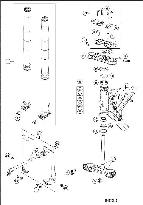 FRONT FORK, TRIPLE CLAMP