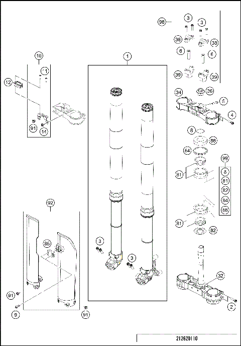 FRONT FORK, TRIPLE CLAMP