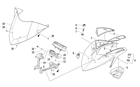 WINDSHIELD AND INSTRUMENTS ASSEMBLIES