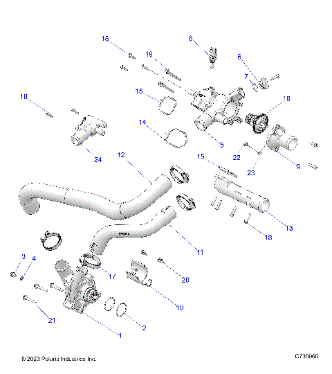 ENGINE, COOLANT PUMP AND THERMOSTAT - R24X6E1RAH/BH (C730966)