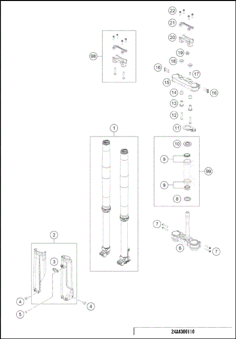 FRONT FORK, TRIPLE CLAMP