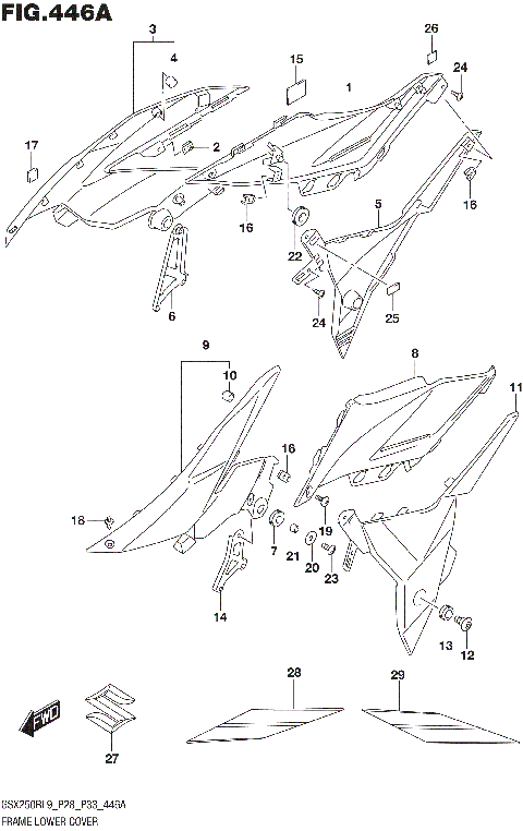 FRAME LOWER COVER (GSX250RL9 P28)