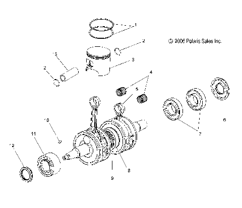 ENGINE, PISTON and CRANKSHAFT - S08PD6/PB6/PB7/PP6/PP7 ALL OPTIONS (49SNOWPISTONCRANKSHAFTCLEAN)