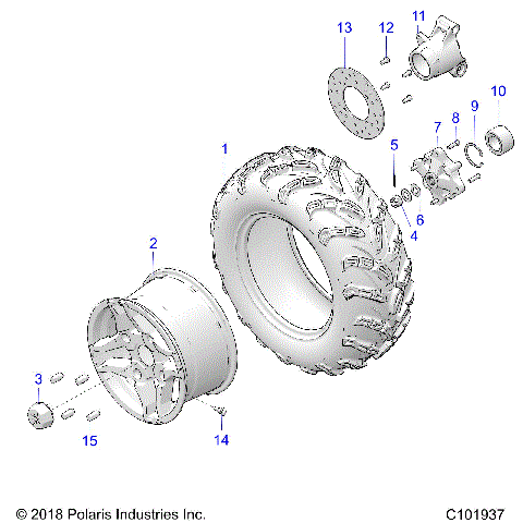 WHEELS, REAR TIRE and BRAKE DISC - A19SHE57FP (C101937)