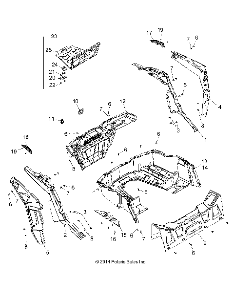 BODY, REAR RACK AND FENDERS - Z16VBE87FR/NR/JR (49RGRRACKMTG15RZR900)