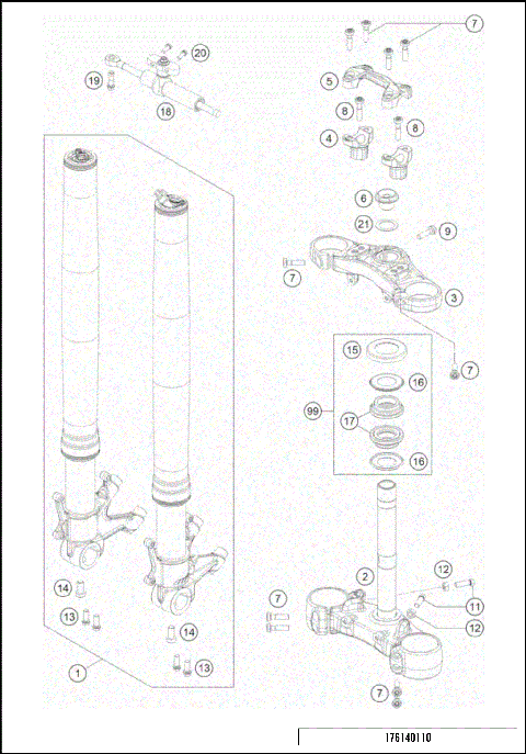FRONT FORK, TRIPLE CLAMP