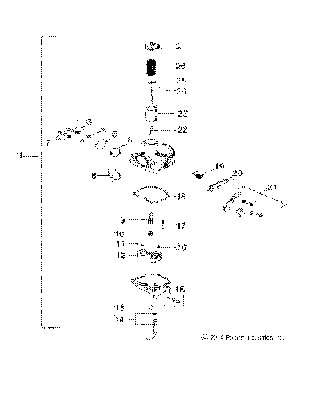 ENGINE, CARBURETOR - A19YAP20N4 (49ATVCARB15PHX)