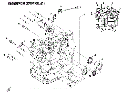 RIGHT CRANKCASE ASSY.