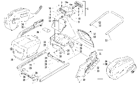 REAR BUMPER, RACK RAIL, SNOWFLAP, AND TAILLIGHT ASSEMBLY [93742]