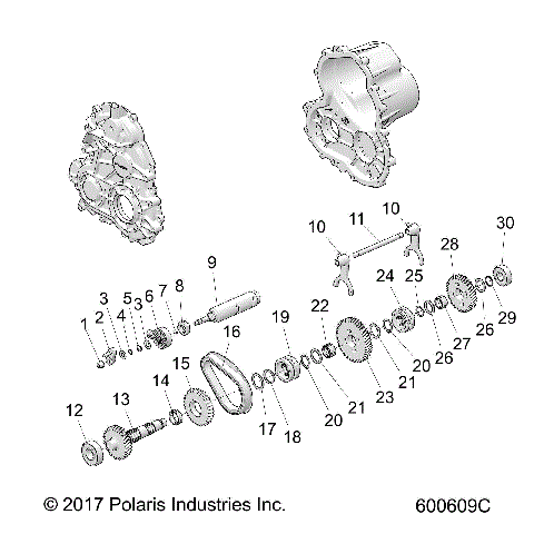 DRIVE TRAIN, GEARCASE ASM 2 - S21FJB8/FJE8/FJP8 ALL OPTIONS (49SNOWGEARCASE (600609C)