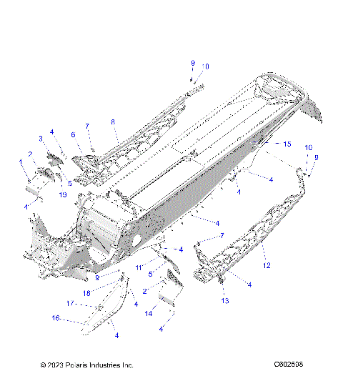 CHASSIS, CLUTCH GUARD, FOOTRESTS, and RUNNINGBOARDS - S24TDL6KSA (C602598)