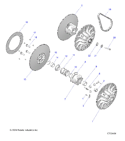 DRIVE TRAIN, SECONDARY CLUTCH - R24RRE99AJ/BJ/AK/BK/AZ/BZ/A9/B9 (C733464)