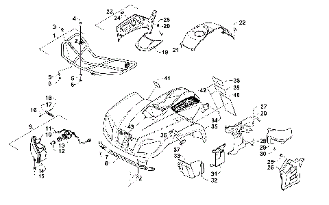 FRONT RACK, BODY PANEL, AND HEADLIGHT ASSEMBLIES [300574]