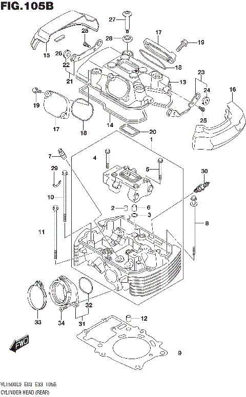 CYLINDER HEAD (REAR) (VL1500BL9 E33)