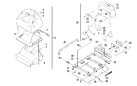 REAR SEAT, BACKREST, AND RACK ASSEMBLY [87755]