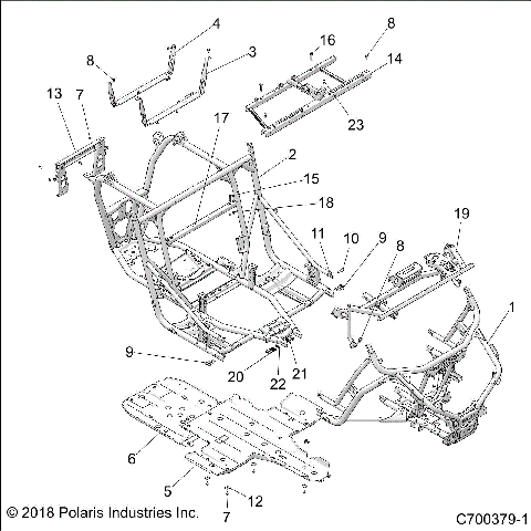 CHASSIS, MAIN FRAME AND SKID PLATES - Z18VEL92BK/BR/LK (C700379-1)