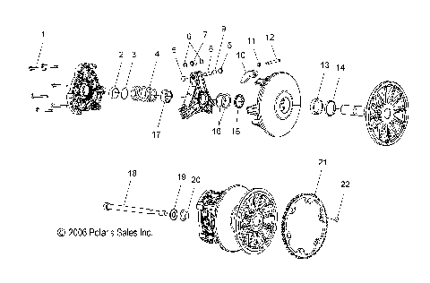 DRIVE TRAIN, PRIMARY CLUTCH - S08PD6/PB6/PB7/PP6/PP7 ALL OPTIONS (49SNOWDRIVECLUTCHCLEAN)