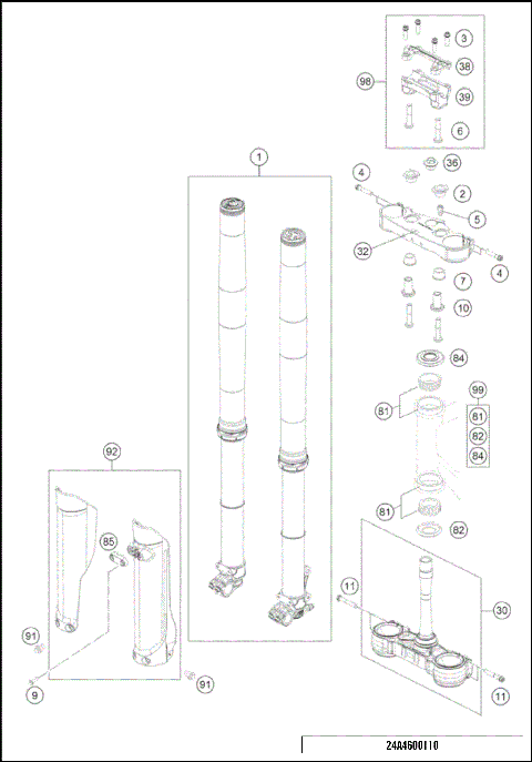 FRONT FORK, TRIPLE CLAMP