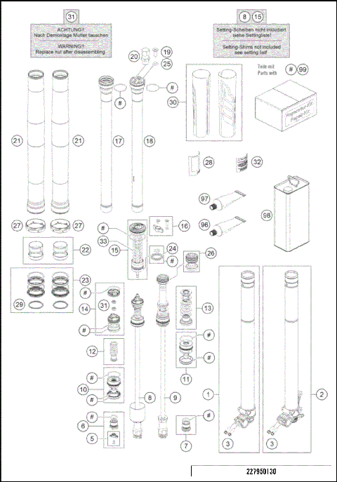 FRONT FORK DISASSEMBLED