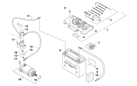 BATTERY AND STARTER ASSEMBLY