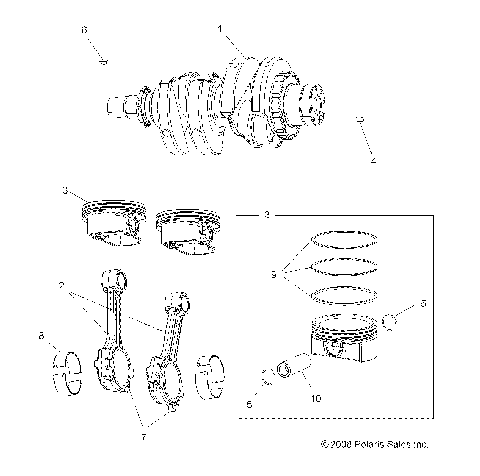 ENGINE, CRANKSHAFT and PISTON - A09ZX85FS (49ATVCRANKSHAFT09SPXP850)