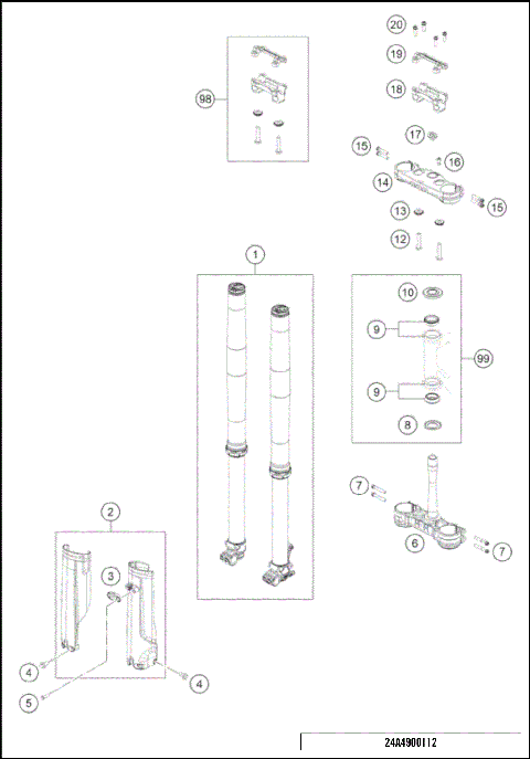 FRONT FORK, TRIPLE CLAMP