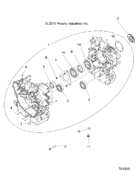 ENGINE, CRANKCASE - R24MAA57F1/MASC1/F1/C9/F9/CK (701500)