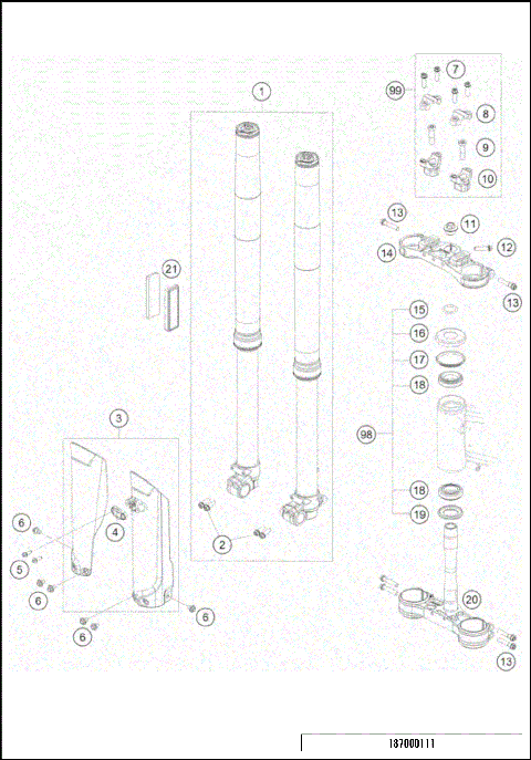 FRONT FORK, TRIPLE CLAMP