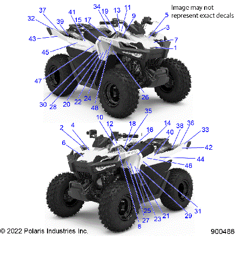 BODY, DECALS, GRAPHICS - A23HBE07B2 (900486)