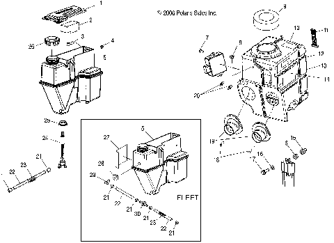 ENGINE, OIL TANK and AIRBOX ASM. - S08NT5BS/BE/BSA/BSF (49SNOWOILTANKAIRBOX08FLEET)