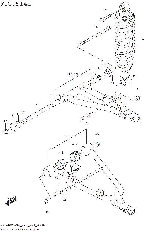 FRONT SUSPENSION ARM (LT-A500XPM2 P28)