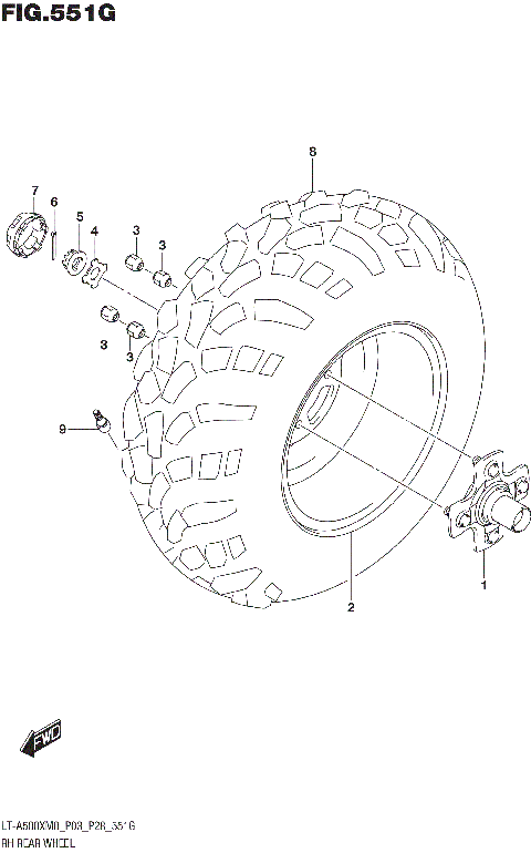RH REAR WHEEL (LT-A500XPZM0 P03)