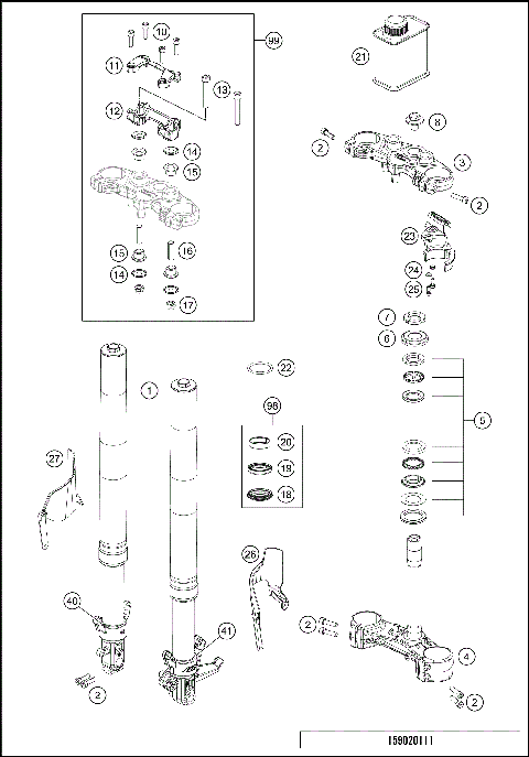 FRONT FORK, TRIPLE CLAMP