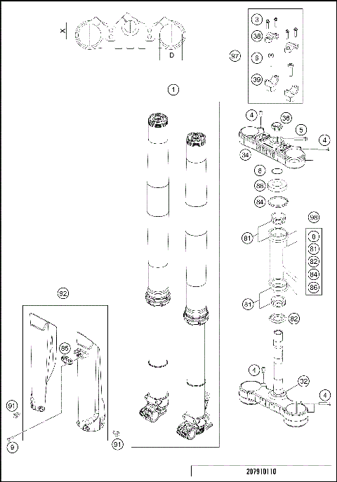 FRONT FORK, TRIPLE CLAMP