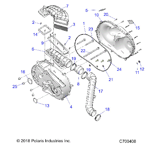 DRIVE TRAIN, CLUTCH COVER AND DUCTING - R23RRED4FA/DA/SD4CA/CK (C700408)