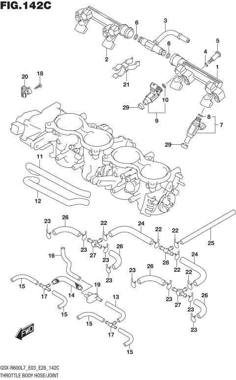 THROTTLE BODY HOSE/JOINT (GSX-R600L7 E33)