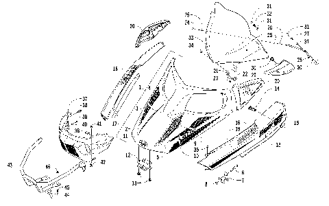 HOOD, WINDSHIELD, AND FRONT BUMPER ASSEMBLY [97561]