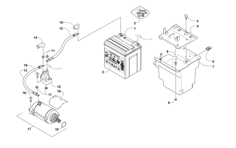 BATTERY AND STARTER MOTOR ASSEMBLY