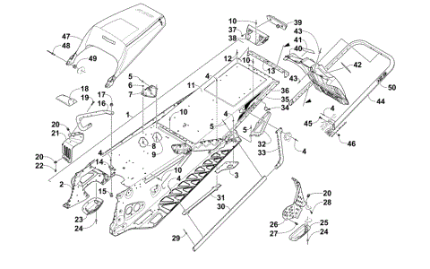 TUNNEL, REAR BUMPER, AND SNOWFLAP ASSEMBLY