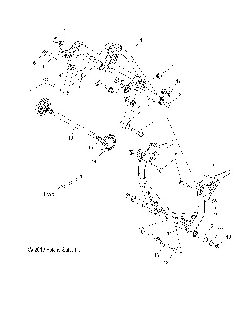 SUSPENSION, CRANK ASM., REAR - S14BP6GSA/GSL/GEL (49SNOWSUSPCRANK14RUSH)