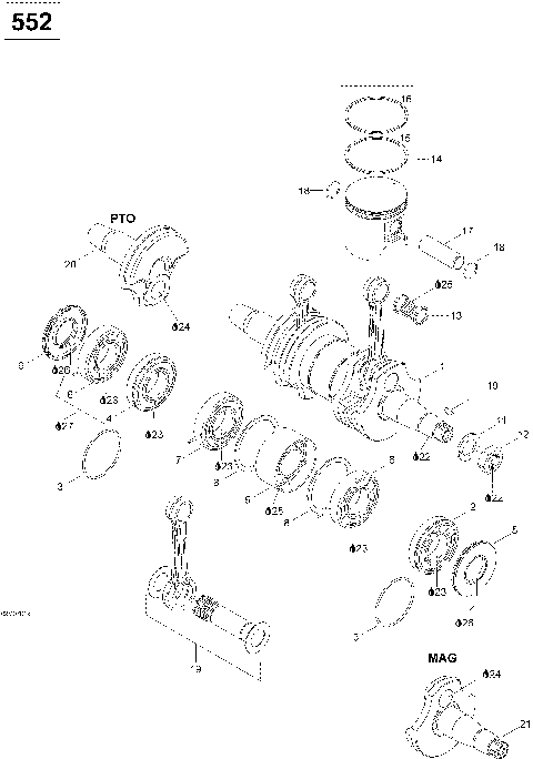 01- Crankshaft And Pistons 550F SUV