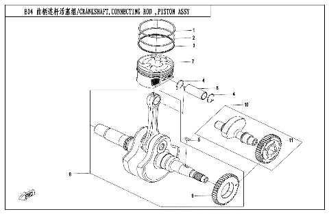 CRANKSHAFT, CONNECTING ROD, PISTON ASSY