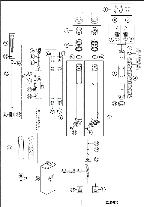 FRONT FORK DISASSEMBLED