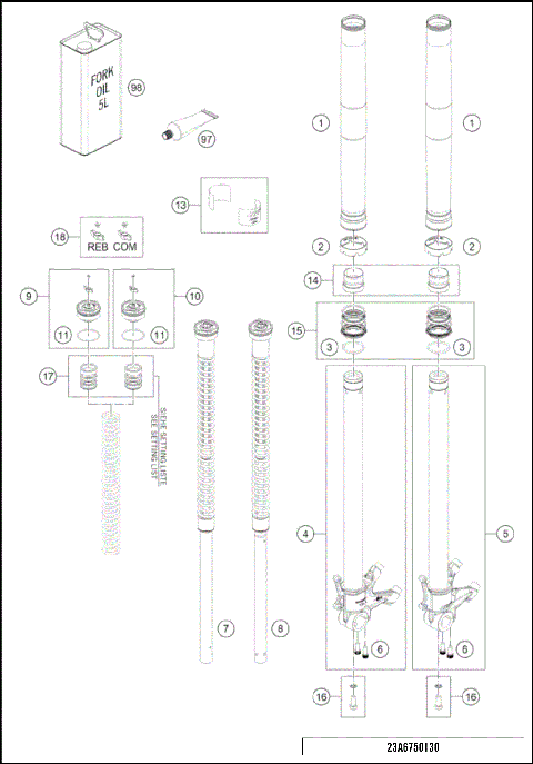 FRONT FORK DISASSEMBLED