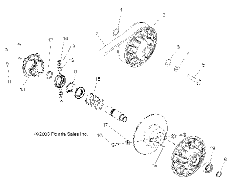DRIVE TRAIN, SECONDARY CLUTCH -  R09VH76FX (49ATVCLUTCHDRIVEN08RZR)