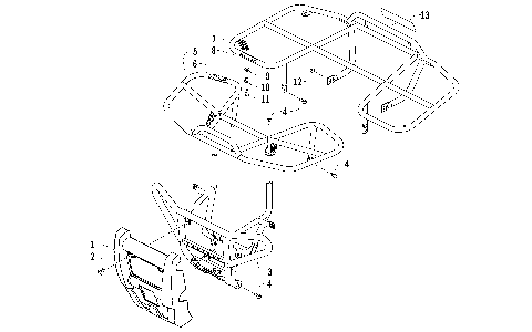 FRONT BUMPER, FRONT RACK, AND REAR RACK ASSEMBLY [97497]