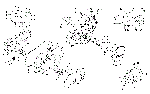 CLUTCH/V-BELT/MAGNETO COVER ASSEMBLY [301110]